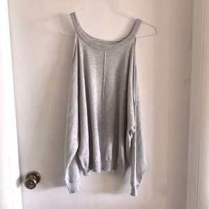 Grey Cold Shoulder Long Sleeve Top